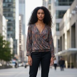 Entro Gray and Orange Women's Blouse